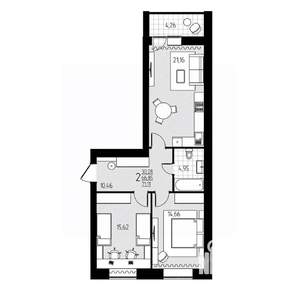 2-к квартира, строящийся дом, 71м2, 5/10 этаж