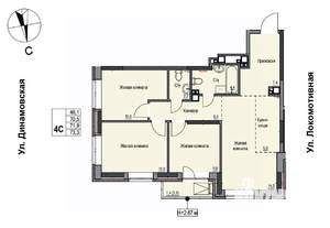 4-к квартира, строящийся дом, 72м2, 6/10 этаж
