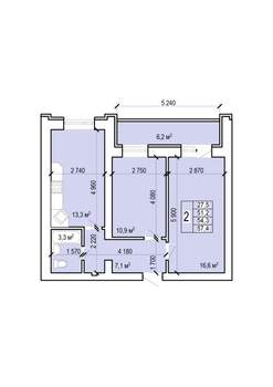 2-к квартира, вторичка, 57м2, 10/10 этаж