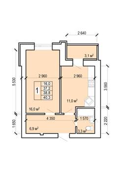 1-к квартира, вторичка, 40м2, 4/10 этаж